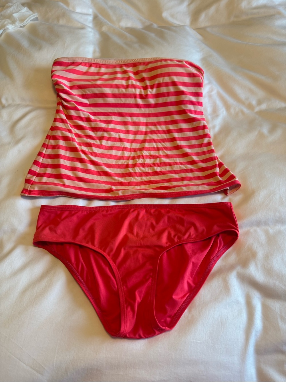 Kate Spade Women’s Georgica Pink/Red Striped Bow Back Tankini Swim Set